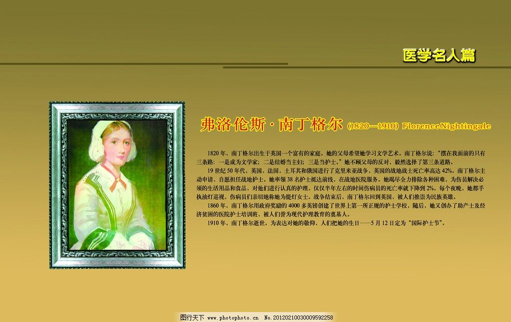 南丁格尔 医院展牌 国外护士