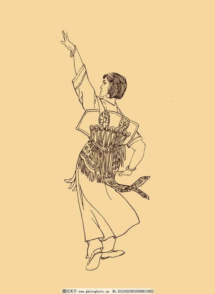 少数民族人物画_手绘