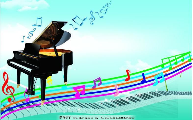 音乐钢琴图片,白云 键盘 天空 文化艺术 五线谱