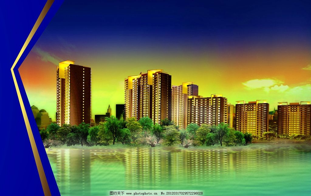 展板 世代传承图片,灯箱 大牌 天空 黄昏 湖面 水