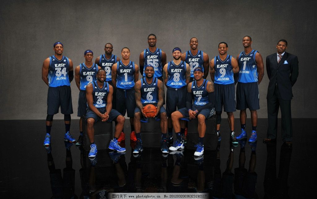 2012NBA全明星东部队全家福图片