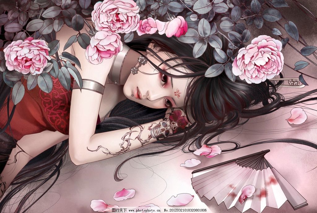 折扇纹身内容图片分享