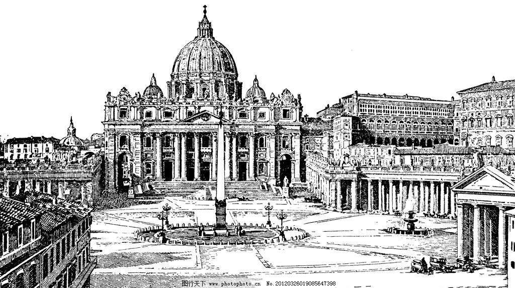 复古钢笔画 复古 钢笔画 欧式 插画 古典绘画 建筑 城堡 绘画书法