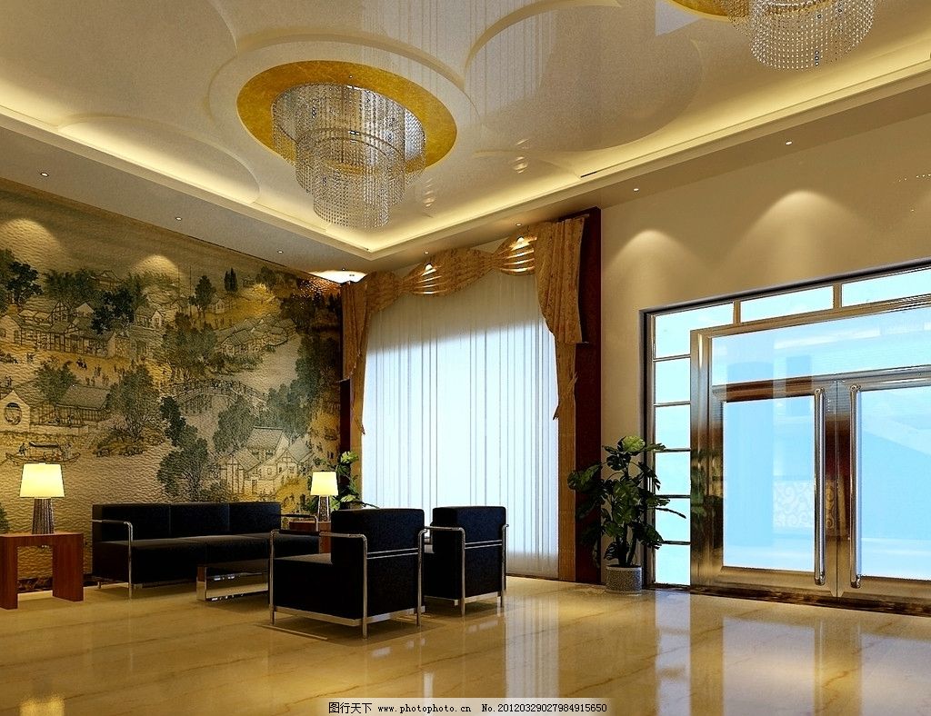 酒店大堂 沙发 台灯 盆景 室内设计 环境设计 设计 72dpi jpg