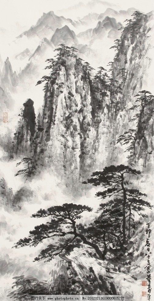 【宝古斎】董寿平山水掛け軸2